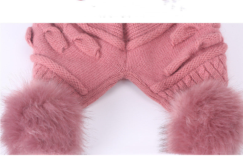 Women's Winter Thick All-match Cute Fur Ball Wool