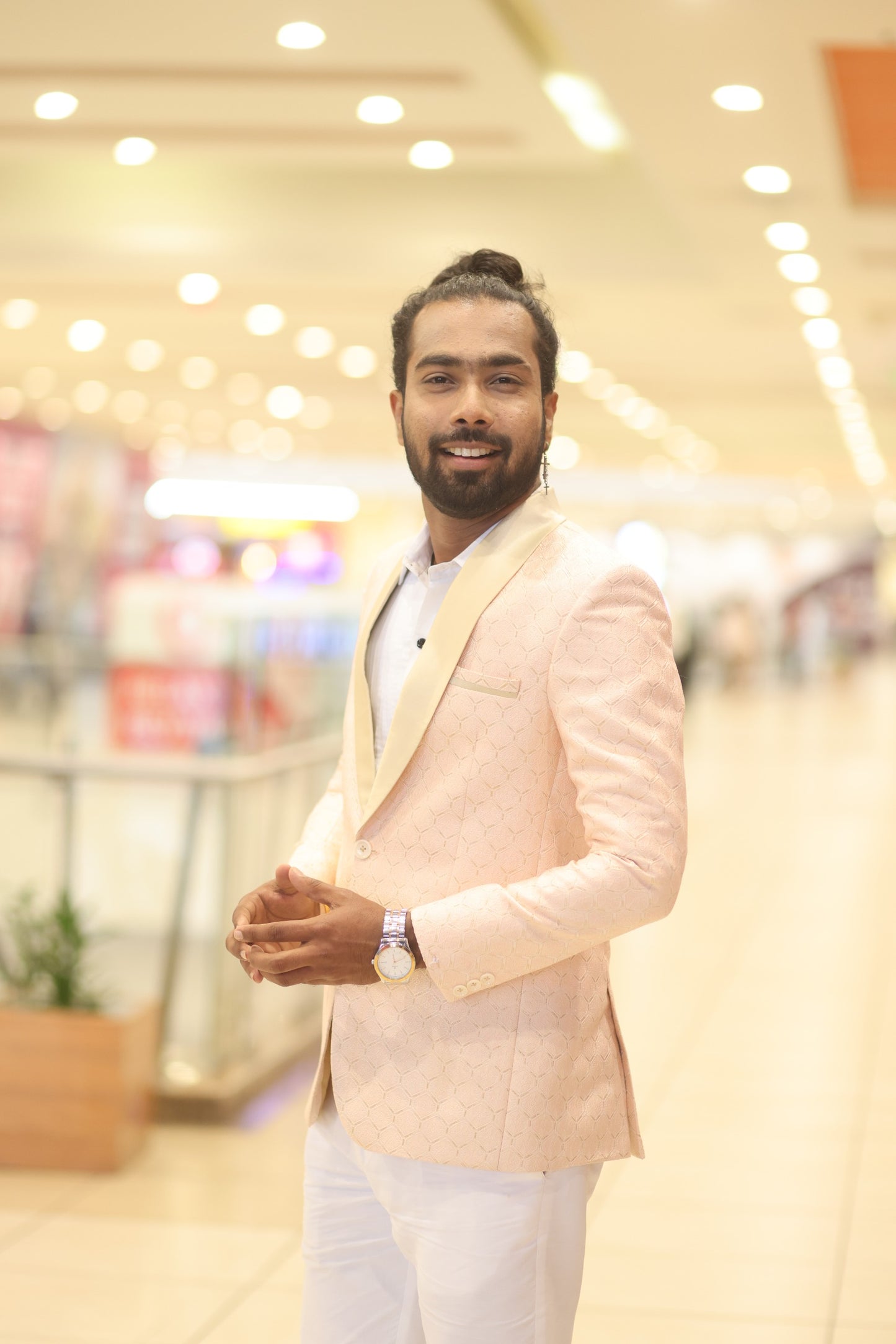 Peach brocade blazer
