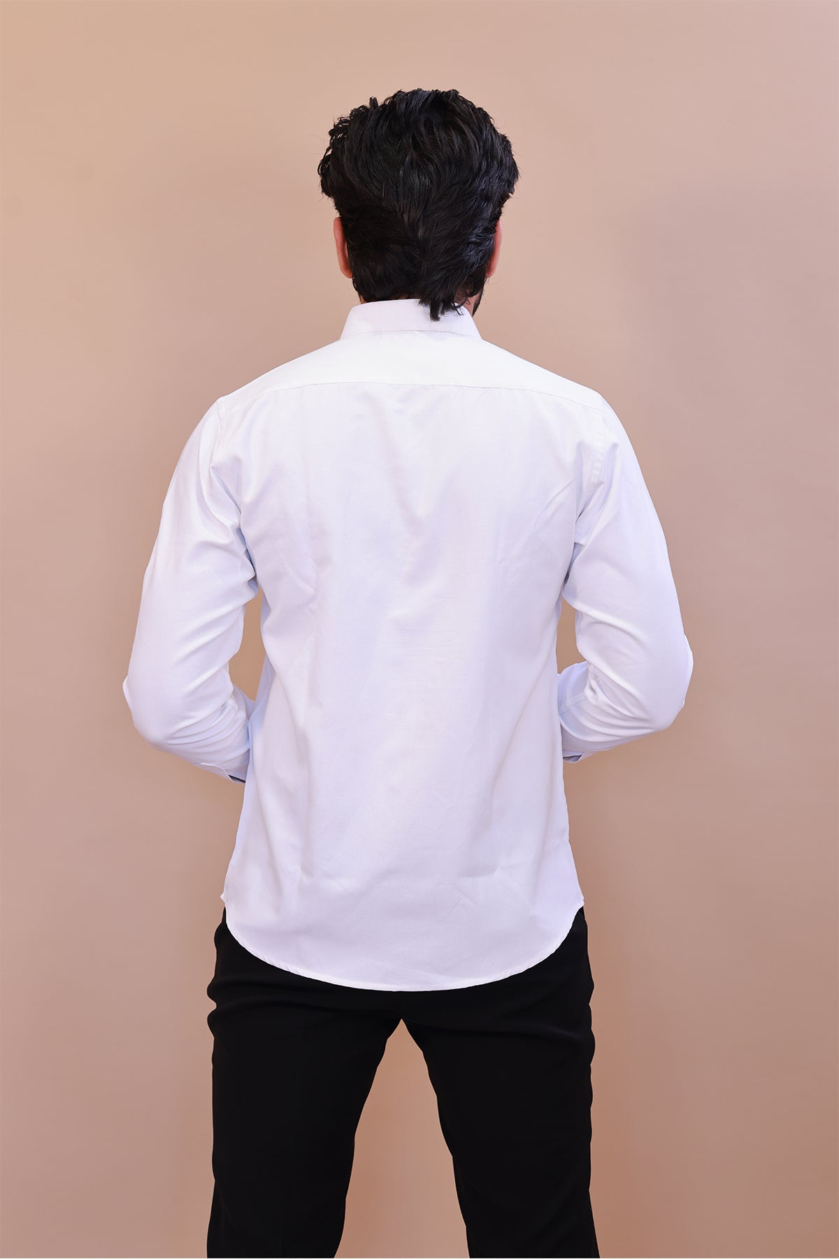 White Designer Shirt with White Embroidered Bird Motif