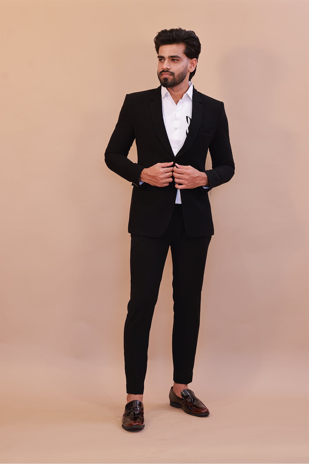 Classic Black Slim-Fit Blazer Suit for Men