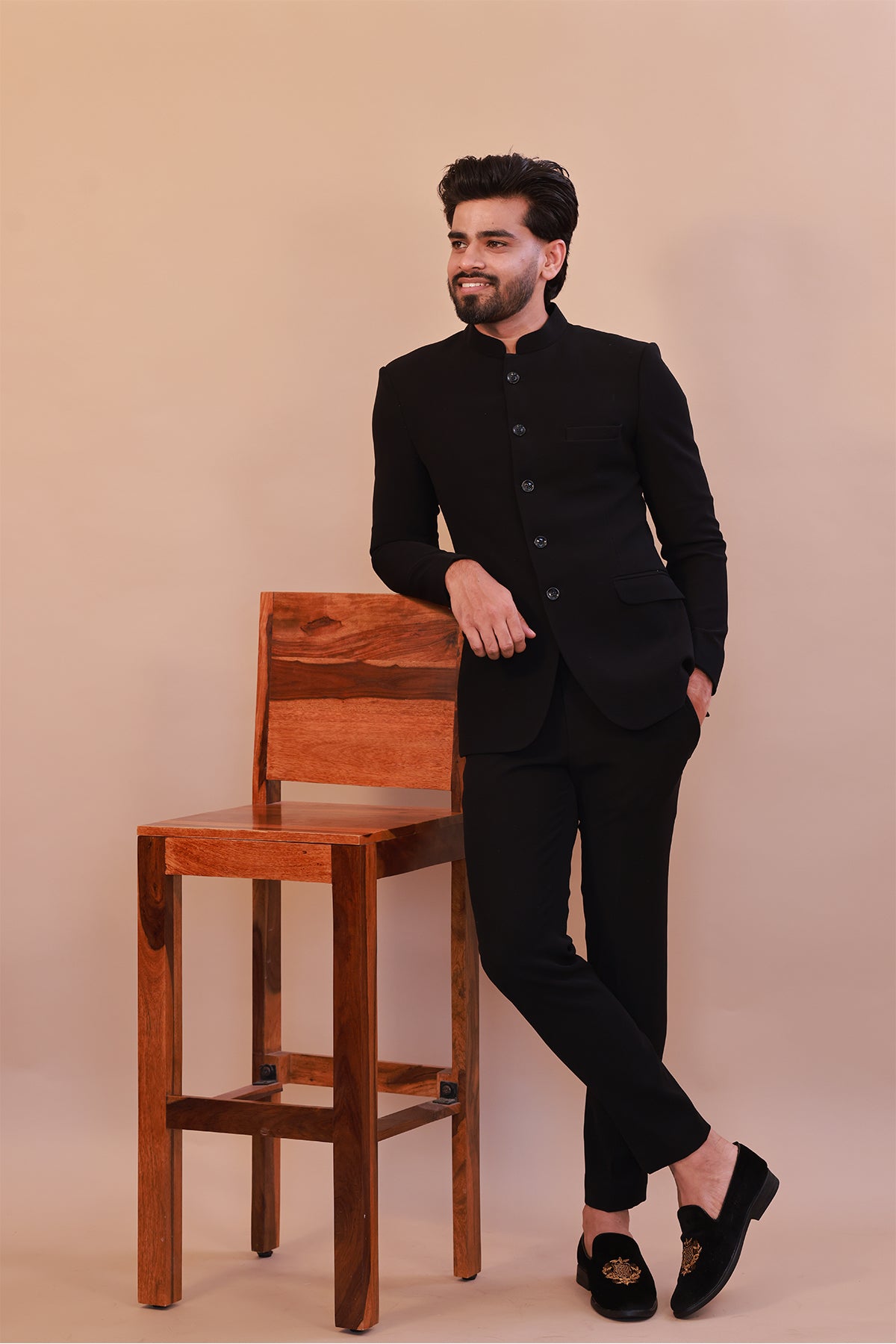 Armani Luxe Black Jodhpuri Suit – Perfect for Weddings & Receptions