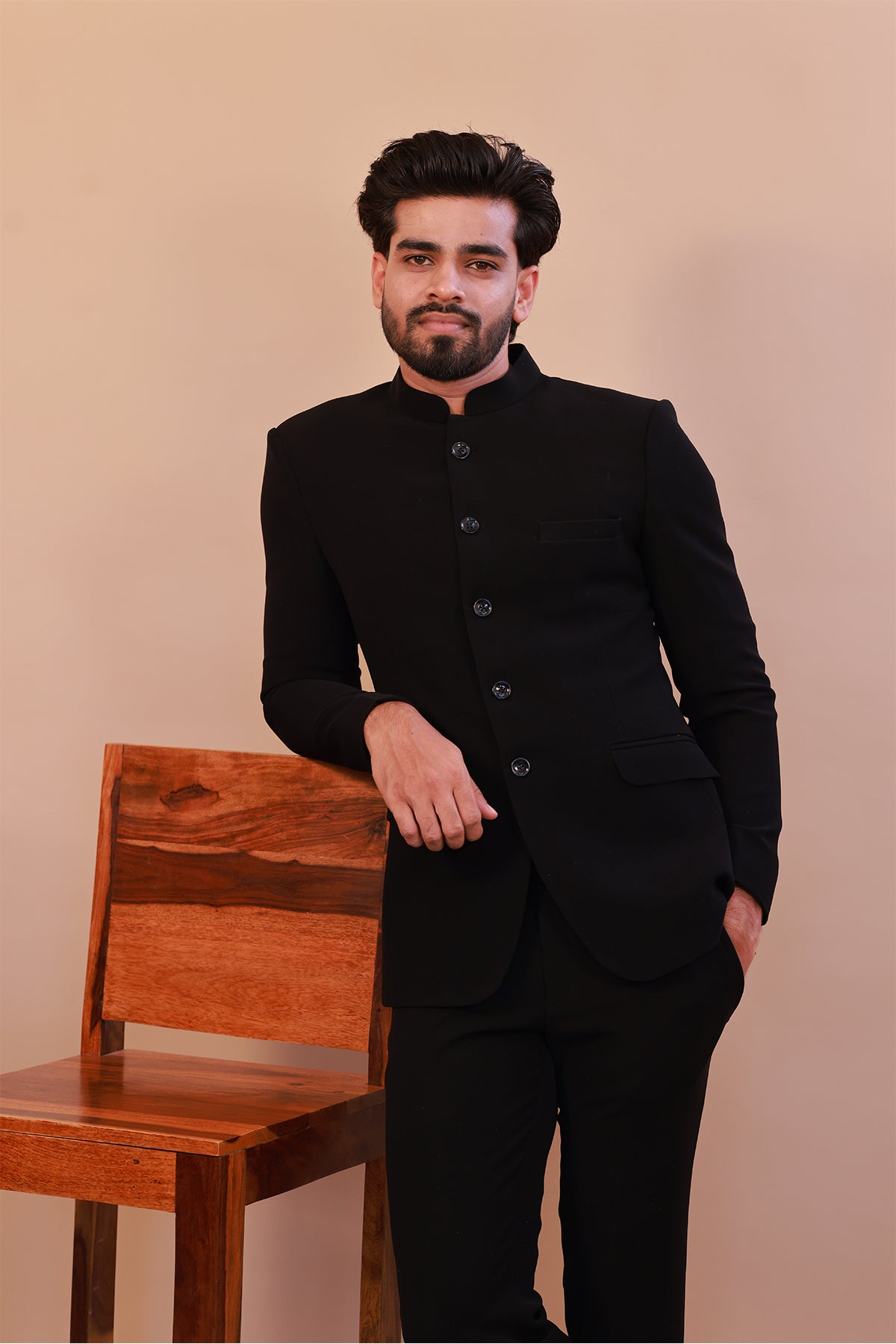 Armani Luxe Black Jodhpuri Suit – Perfect for Weddings & Receptions