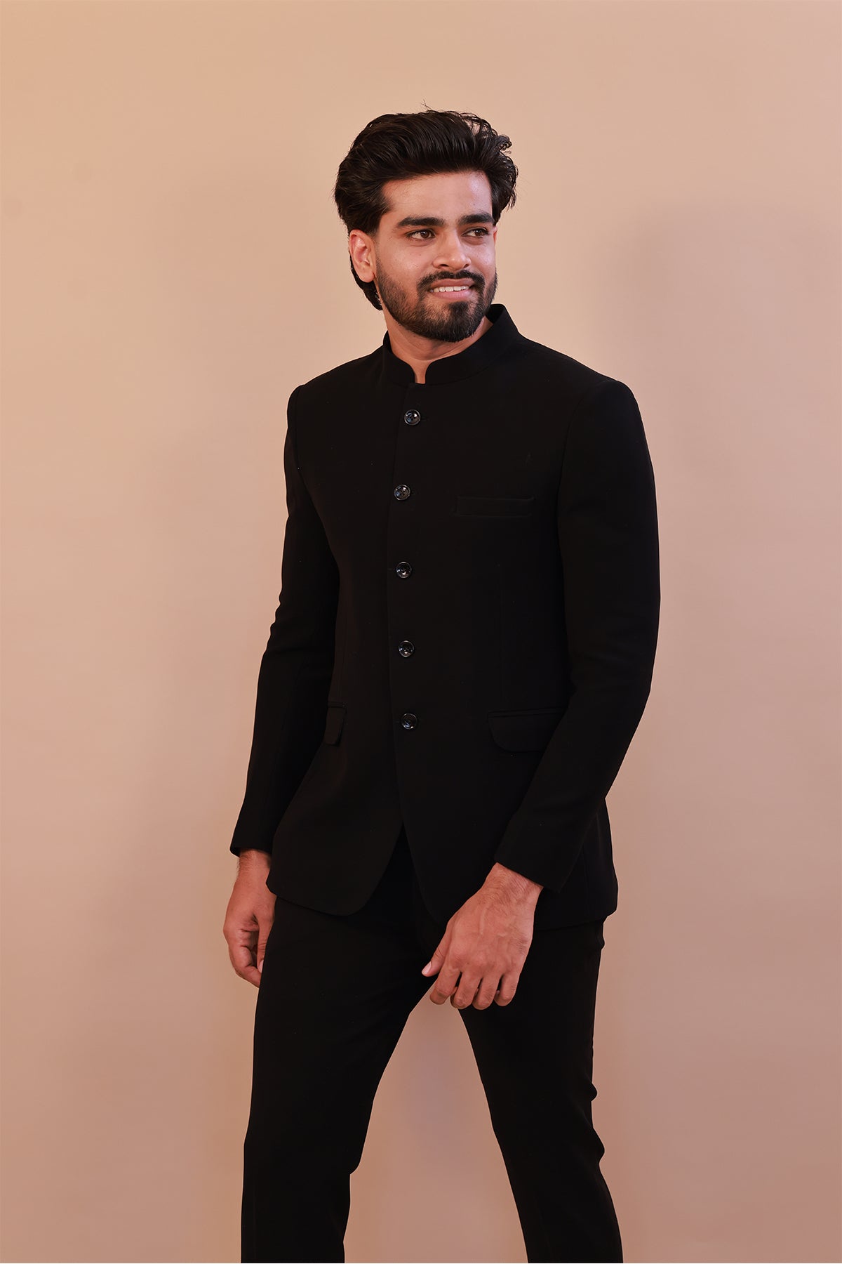 Armani Luxe Black Jodhpuri Suit – Perfect for Weddings & Receptions