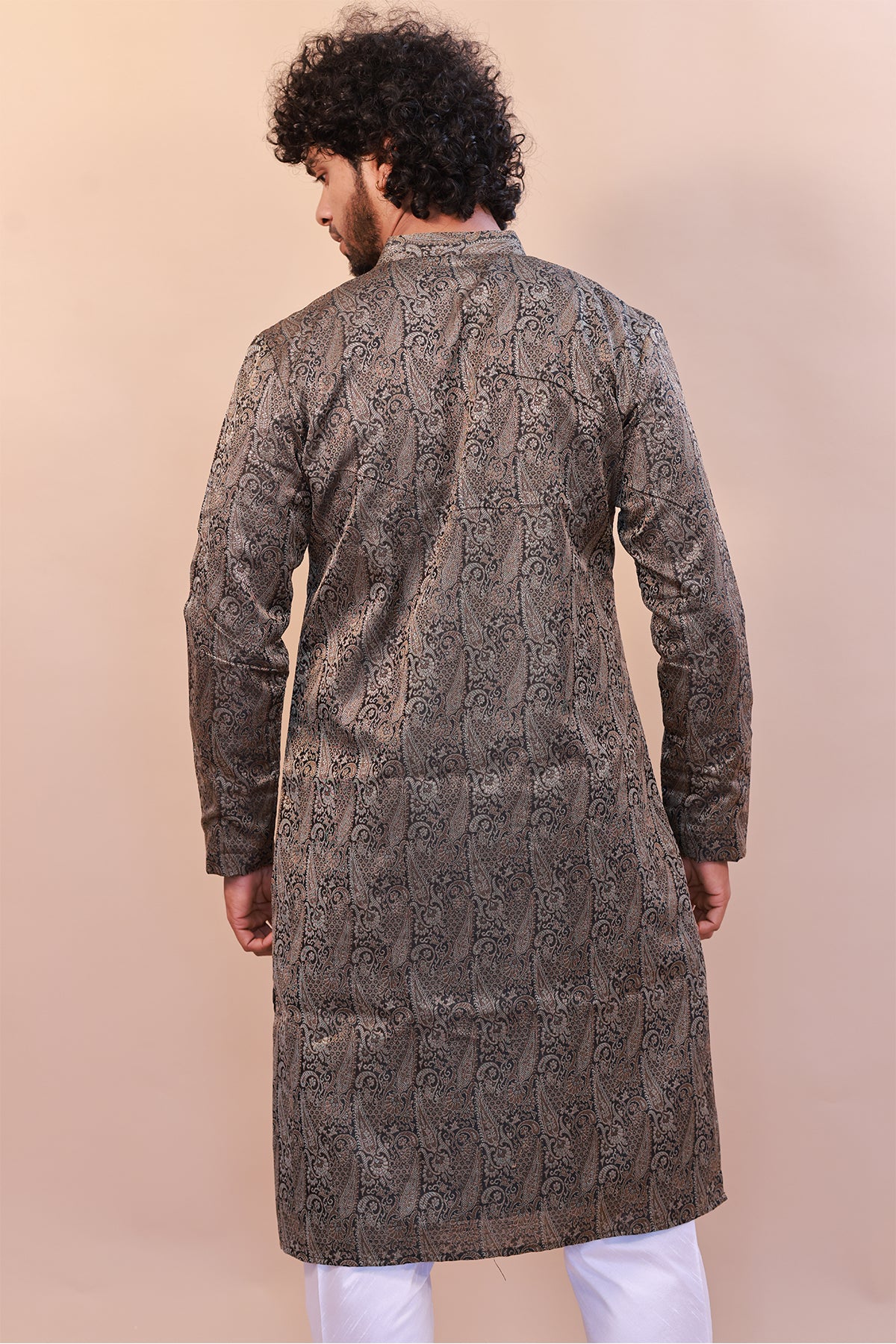Glamour in Black: Brocade Semi Sherwani for Weddings