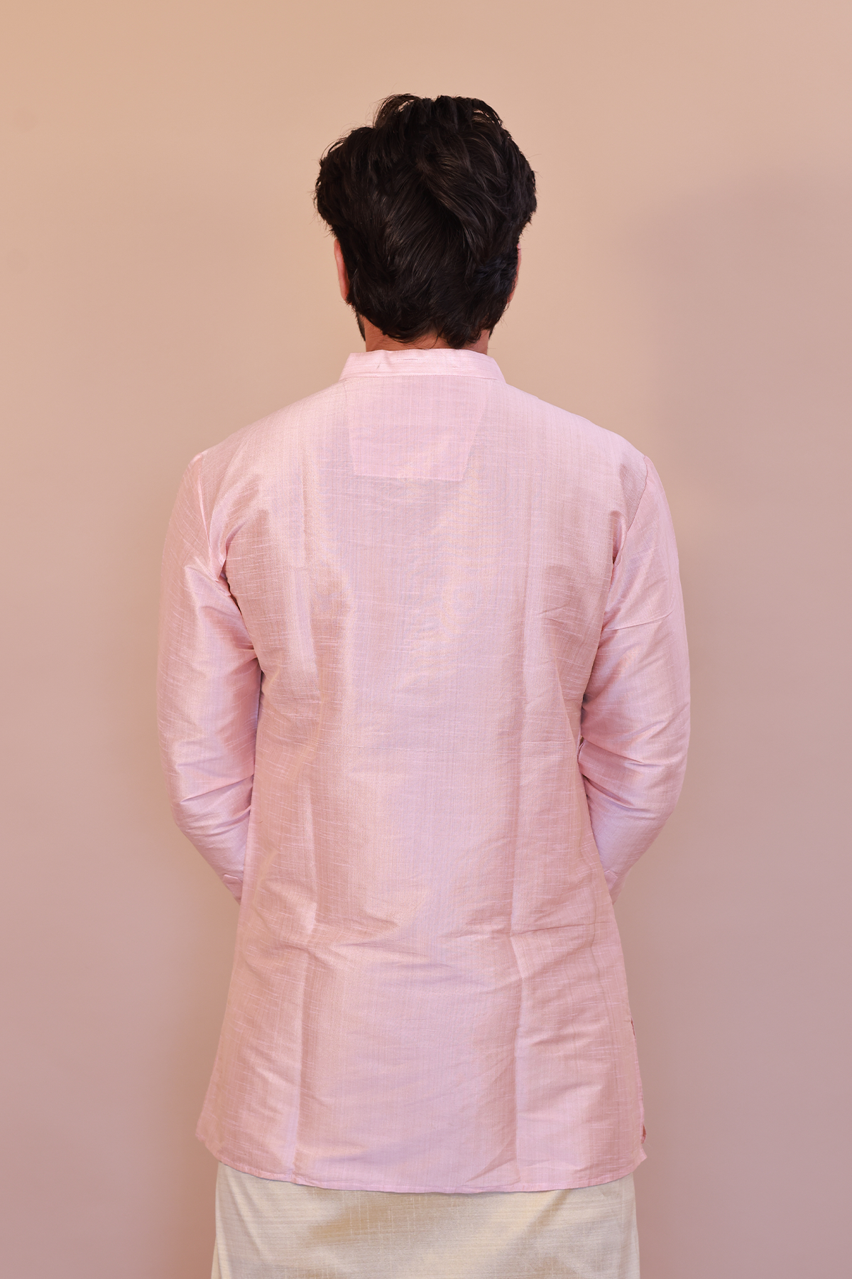 Men's Pink Short Kurta - Full Sleeve Ethnic Wear for Festive & Casual Occasions