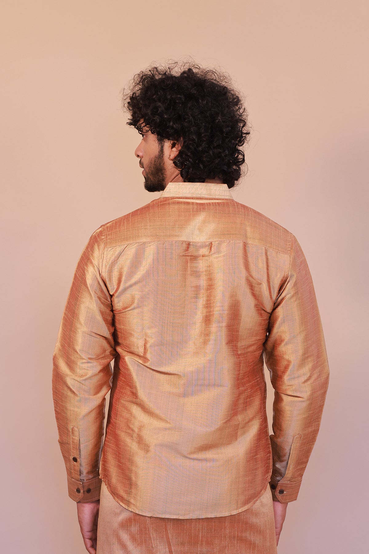 Men's Orange Short Kurta - Full Sleeve Ethnic Wear for Festive & Casual Occasions