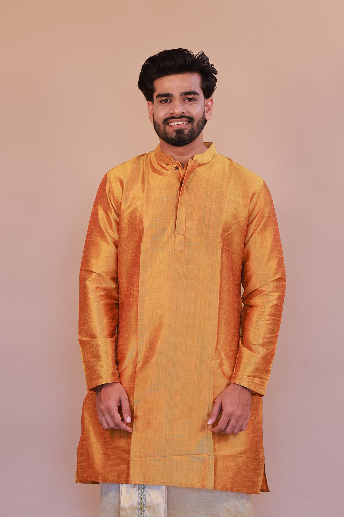 Men's Yellow Silk Kurta - Full Sleeve Traditional Ethnic Wear for Weddings & Festivals