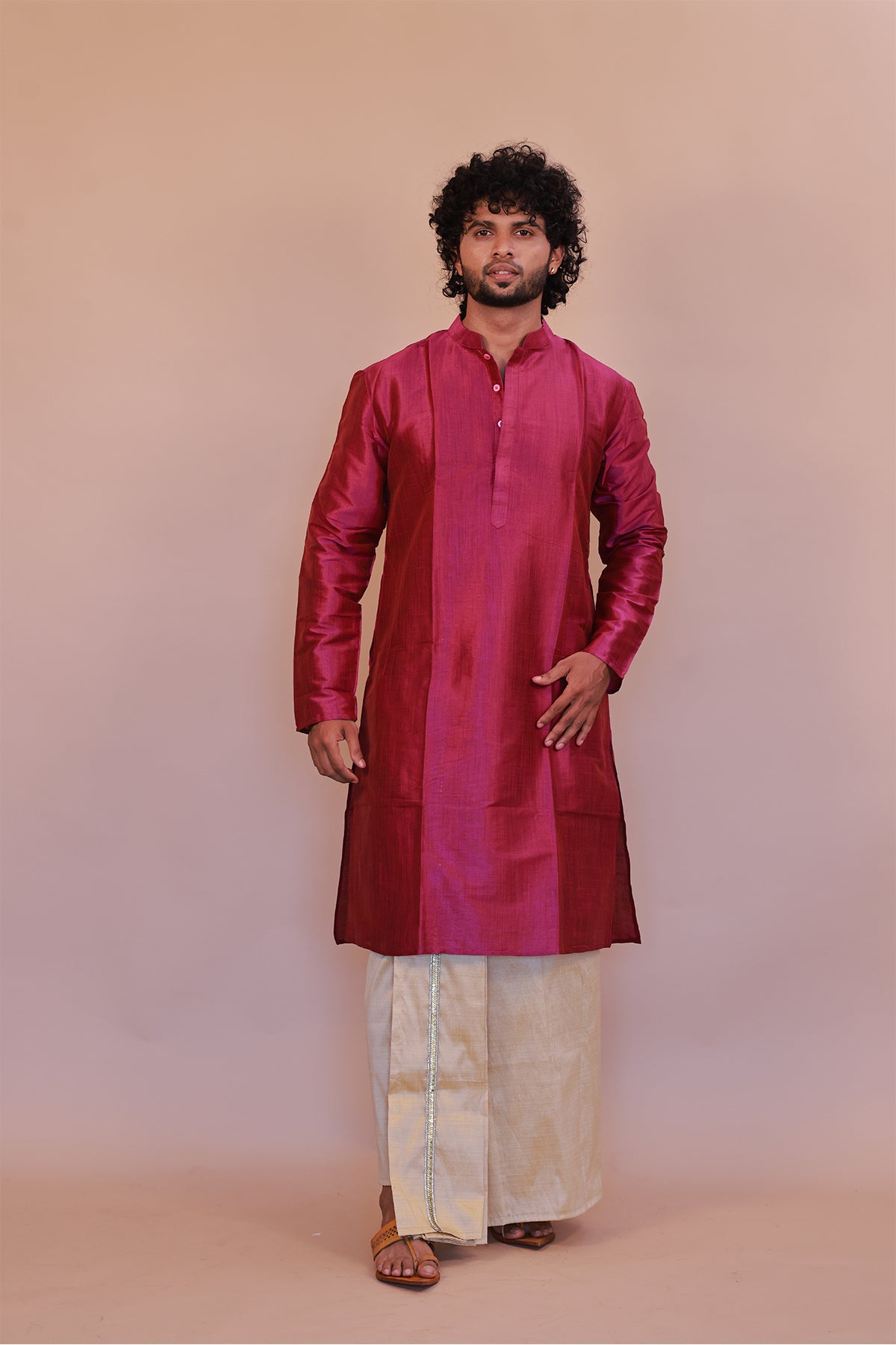 Men's Purple Silk Kurta - Full Sleeve Traditional Ethnic Wear for Weddings & Festivals