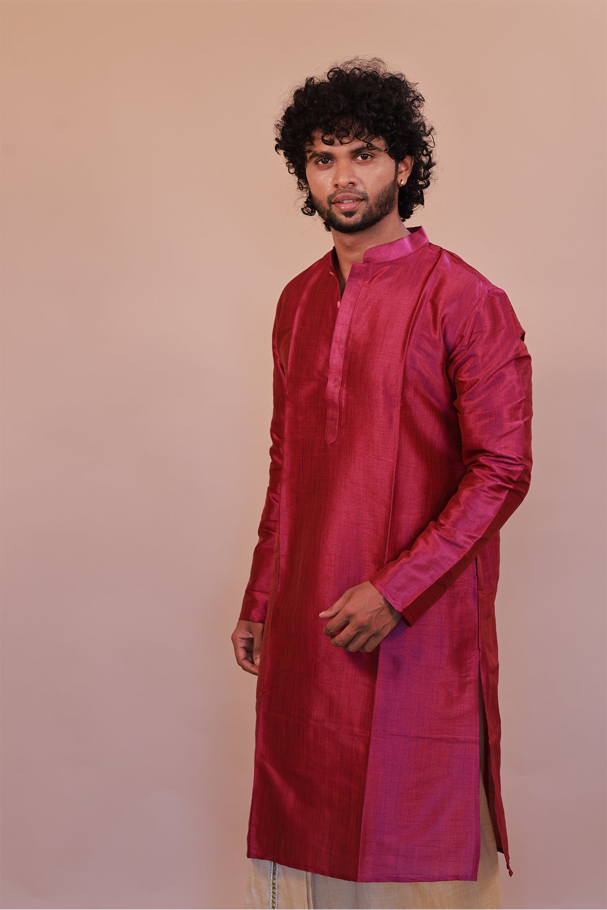 Men's Purple Silk Kurta - Full Sleeve Traditional Ethnic Wear for Weddings & Festivals