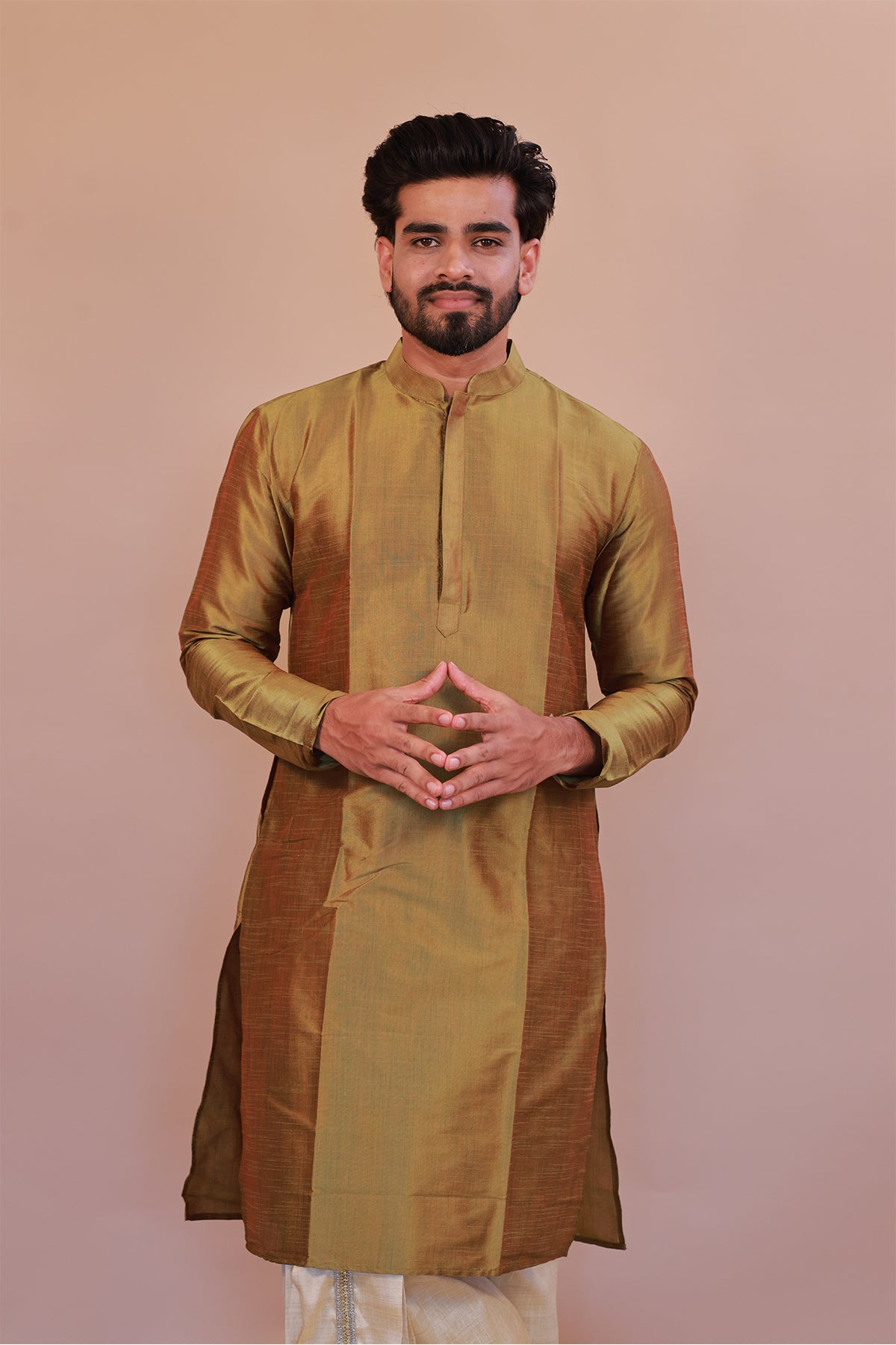 Men's Green Silk Kurta - Full Sleeve Traditional Ethnic Wear for Weddings & Festivals