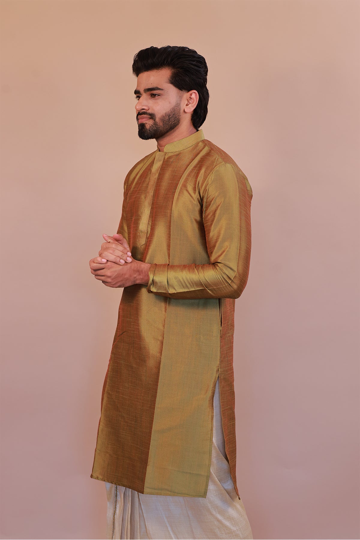 Men's Green Silk Kurta - Full Sleeve Traditional Ethnic Wear for Weddings & Festivals