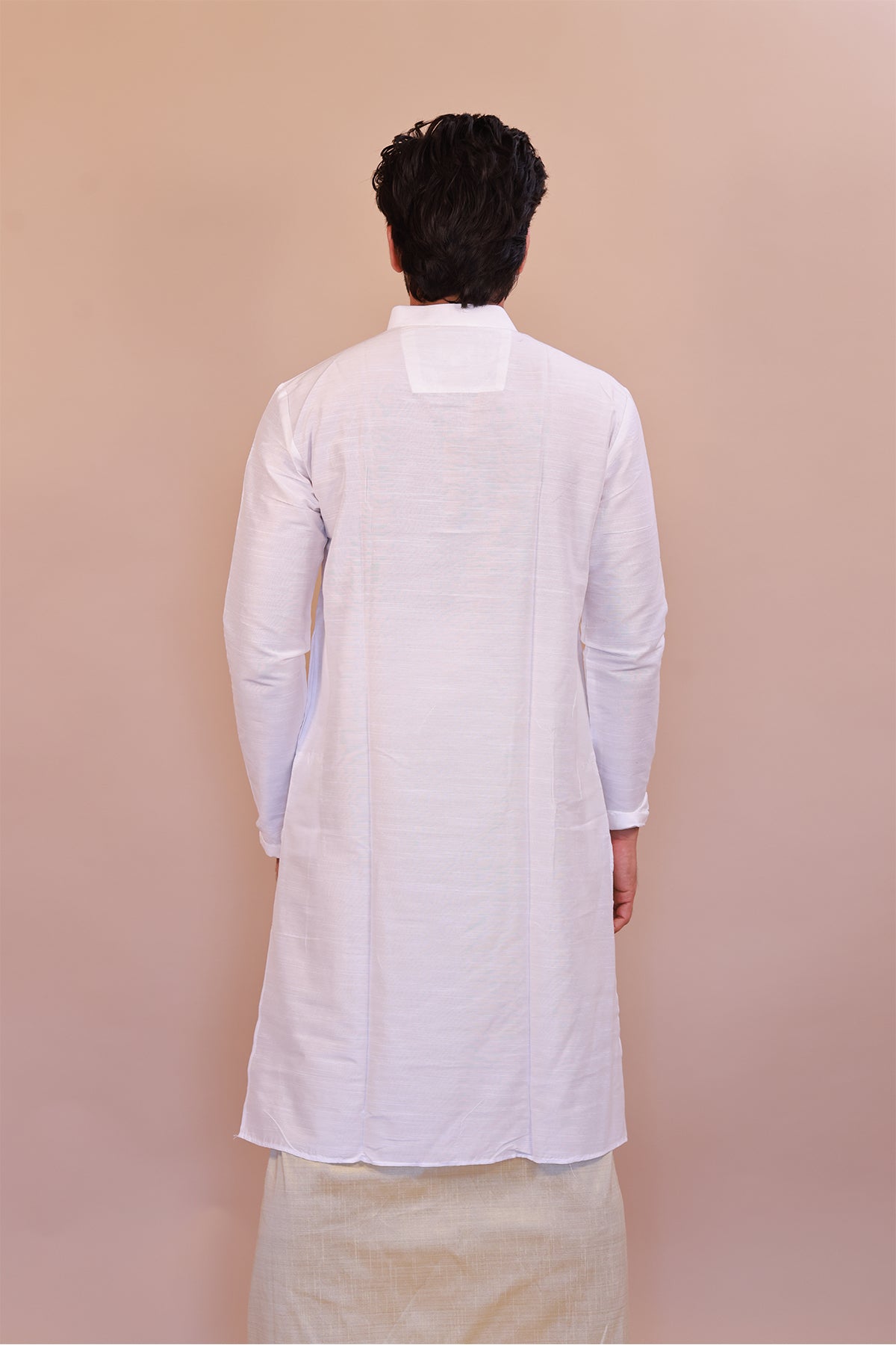 Men's White Slub Cotton Kurta - Full Sleeve Stylish Casual Attire