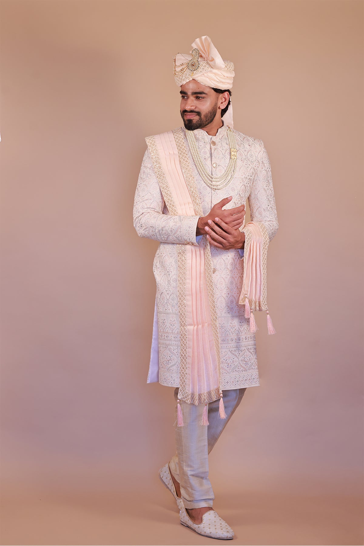 Royal White Sherwani with Ticklys Exclusive Thread Embroidery