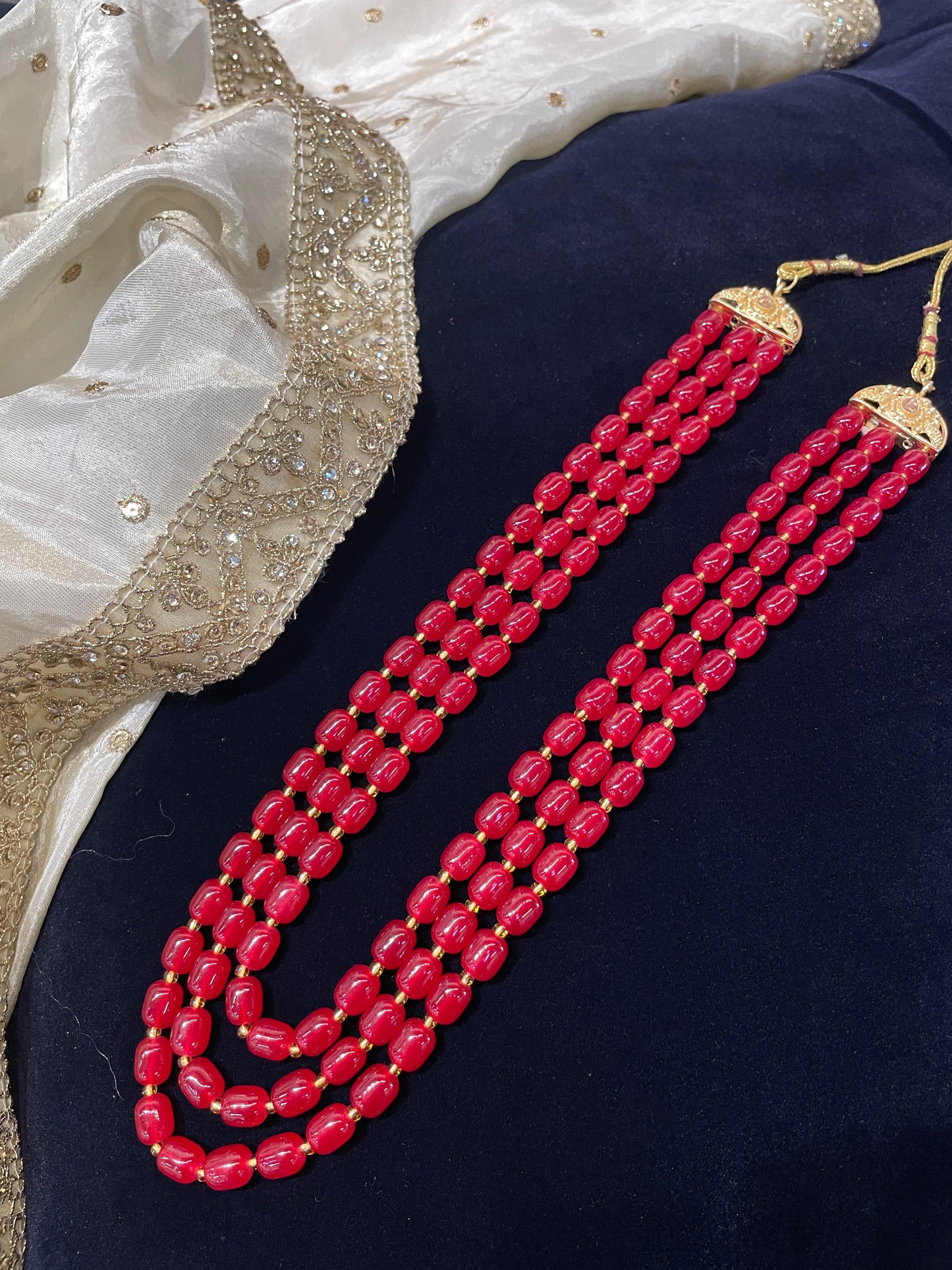 Stunning Red Mala Necklace – Bold Single-Strand Jewelry