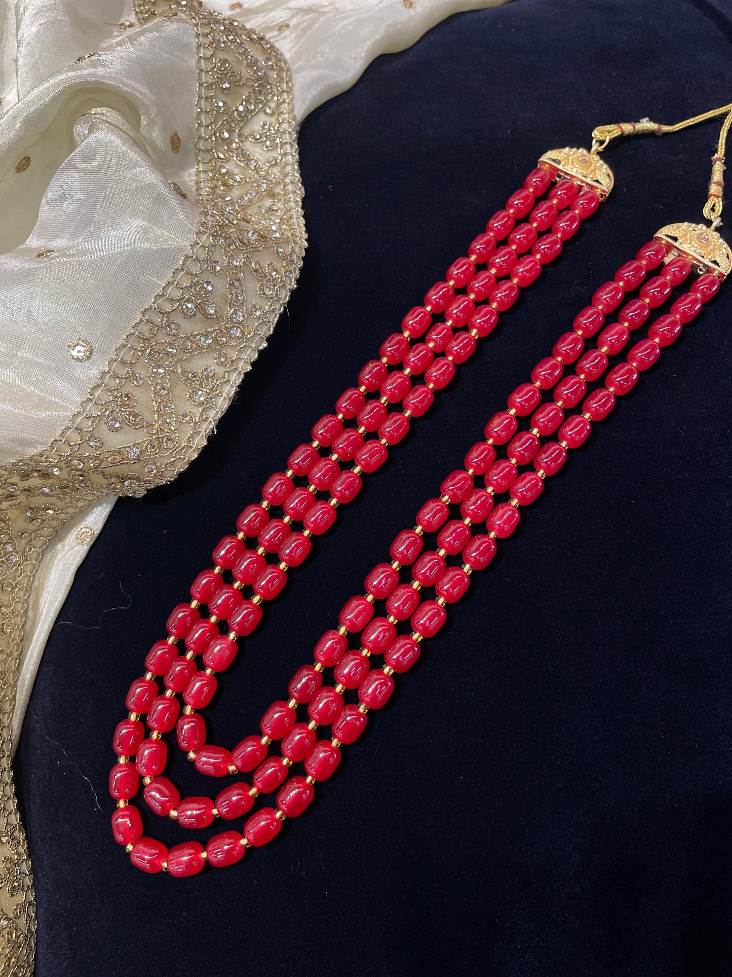 Stunning Red Mala Necklace – Bold Single-Strand Jewelry
