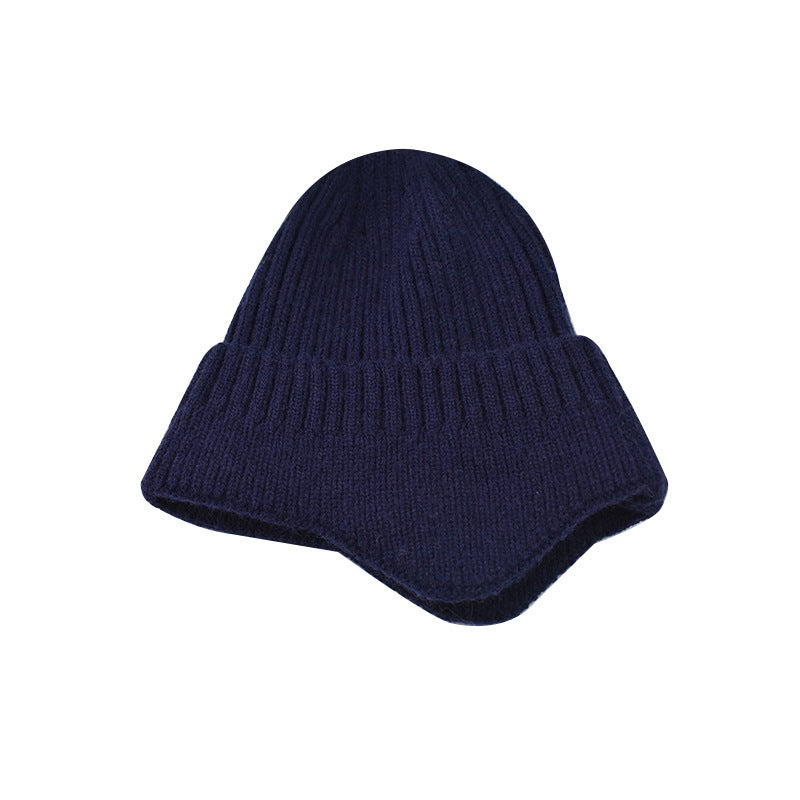 Fashionabl Warm Pure Color Ear Protection Wool Knitted Hat