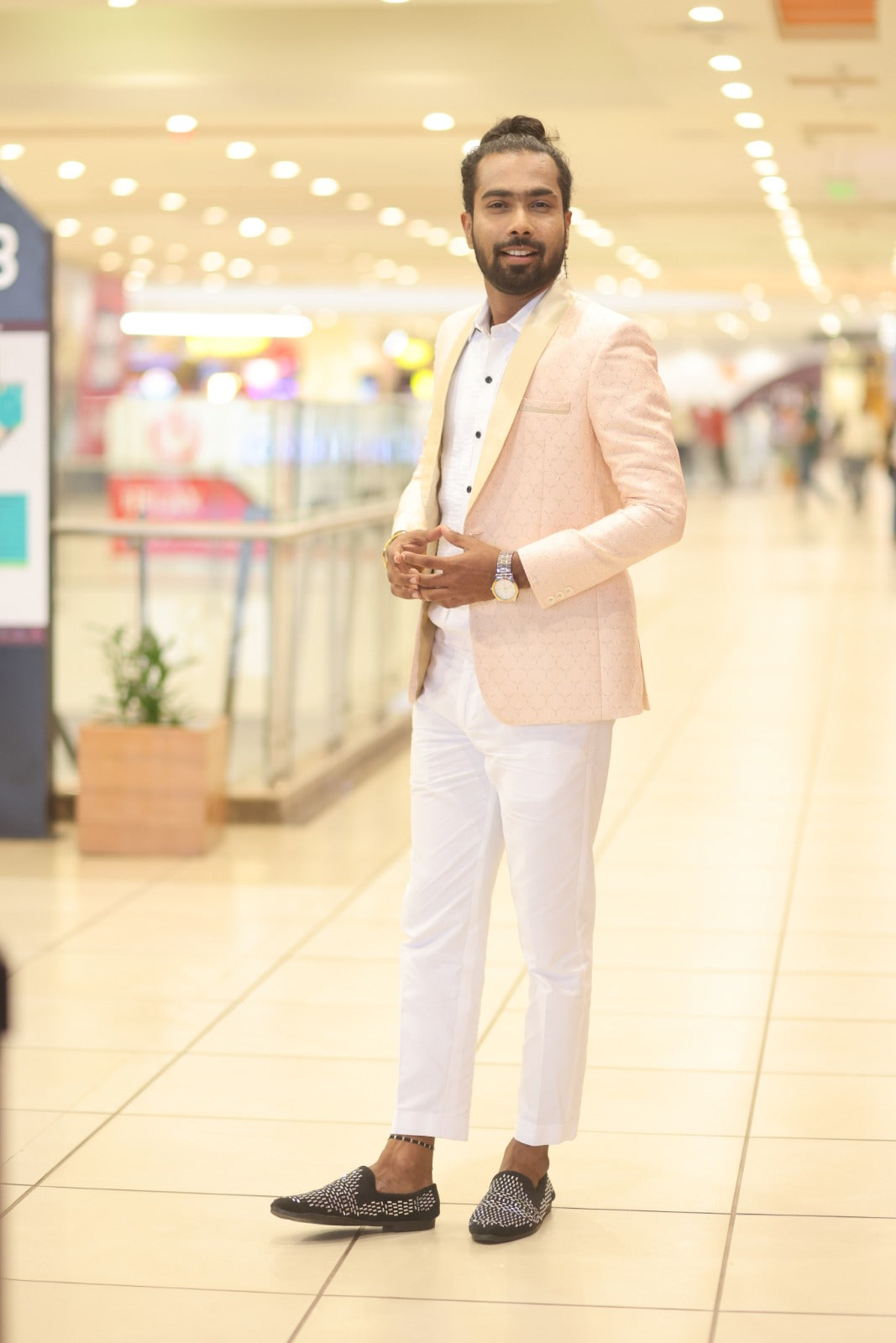 Peach brocade blazer