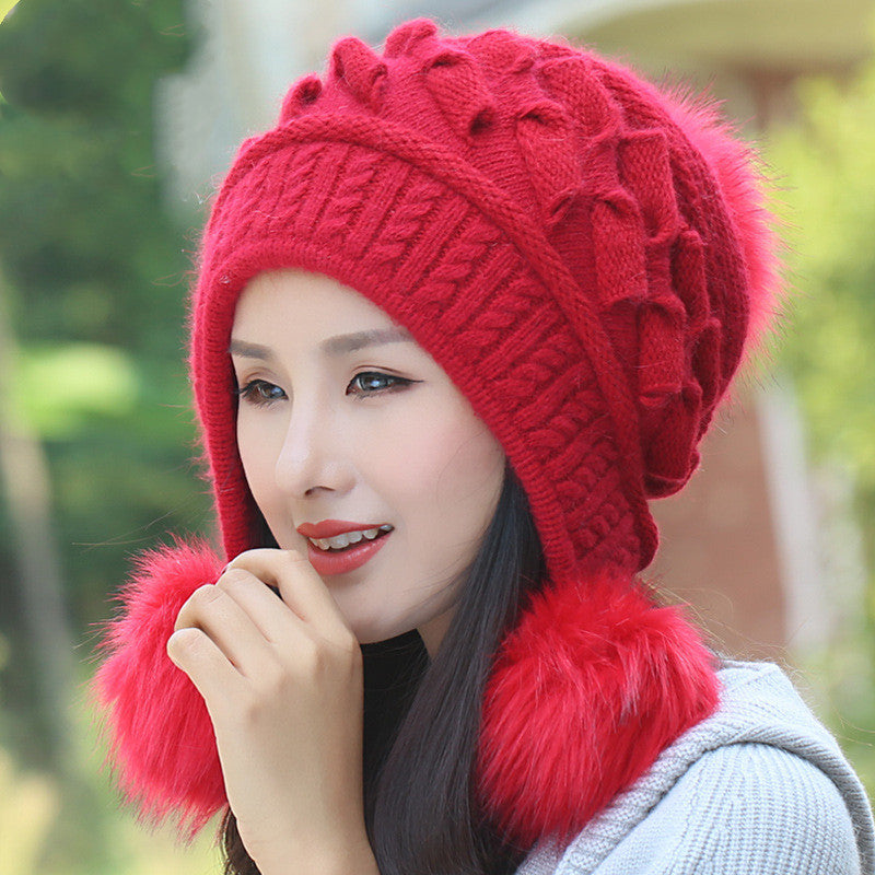 Women's Winter Thick All-match Cute Fur Ball Wool