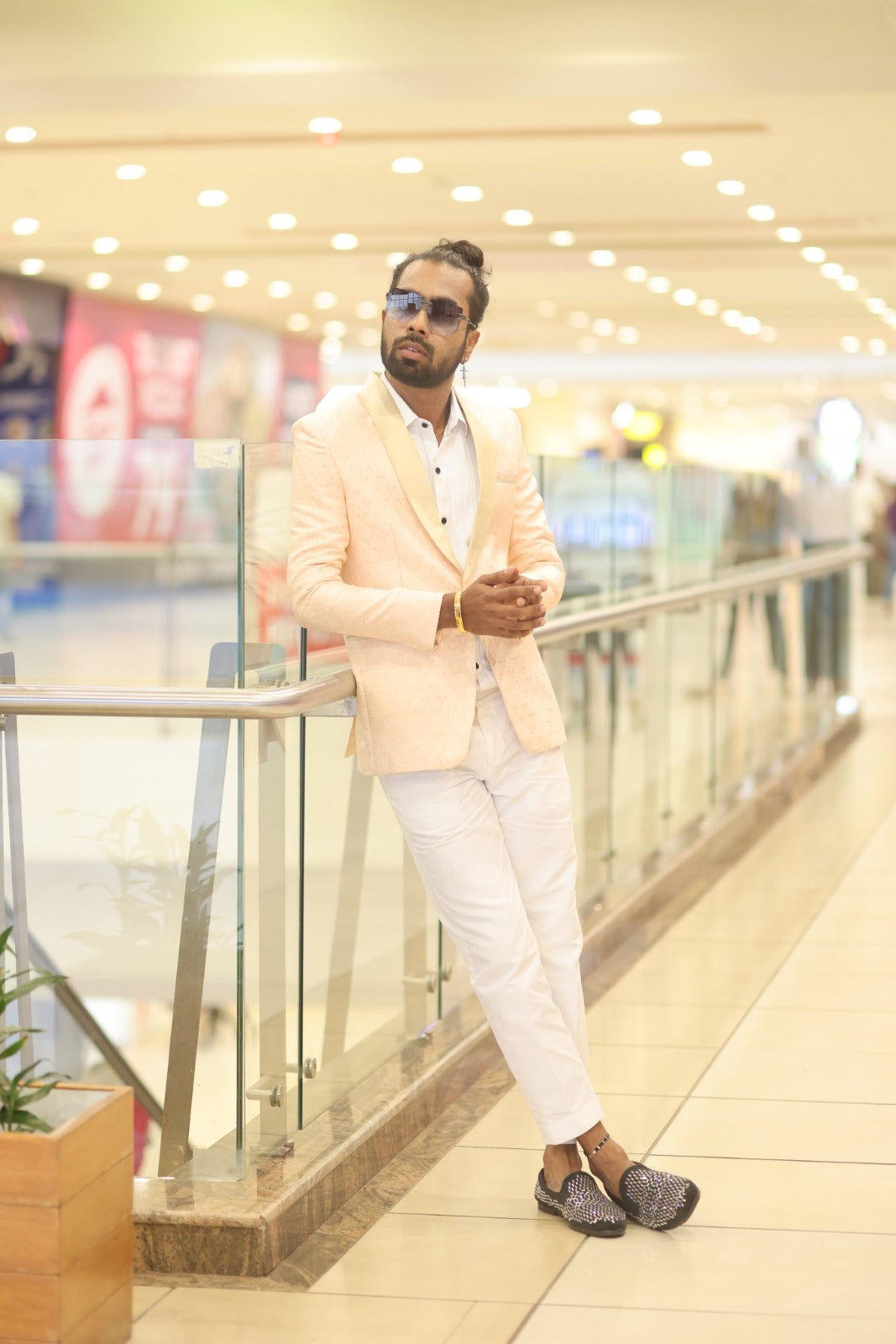 Peach brocade blazer