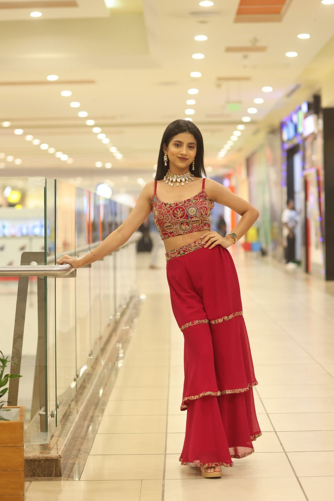 PINK EMBROIDERED SHARARA SET