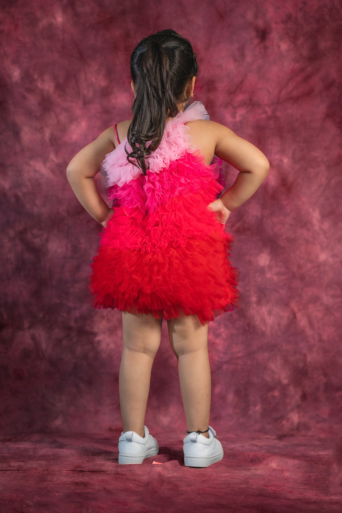 Net ruffle dress