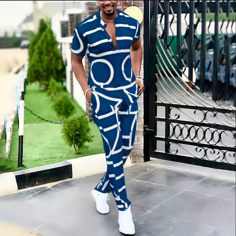 3D Short-sleeved Trousers Shirt Outfit
