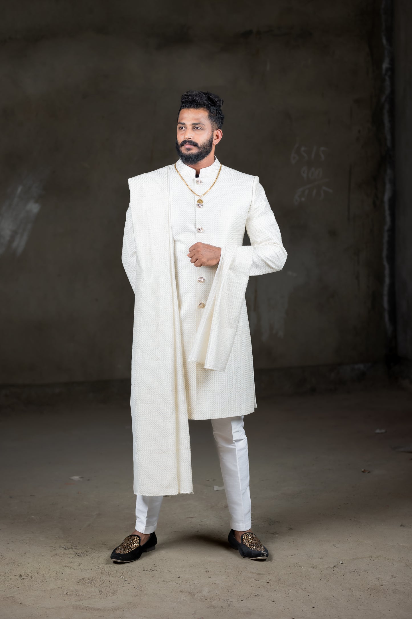 White sherwani set for groom