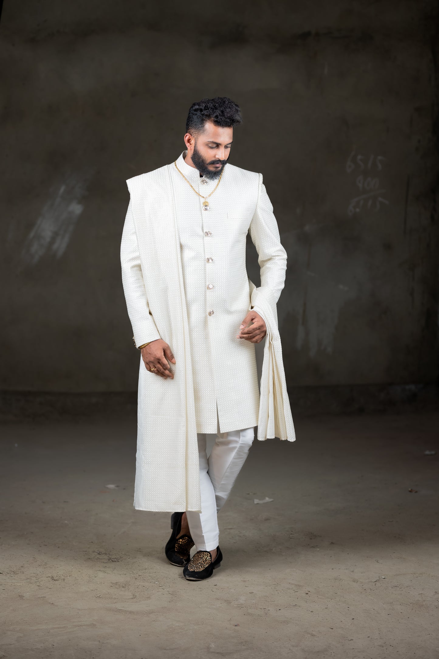 White sherwani set for groom