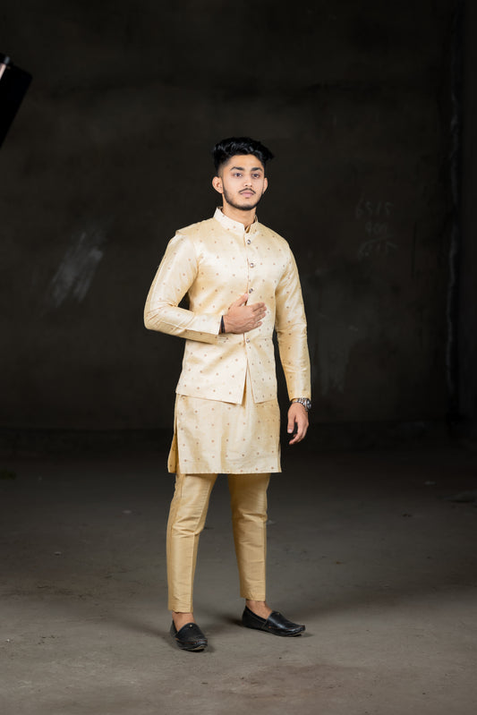 Gold kurtha set with jacket