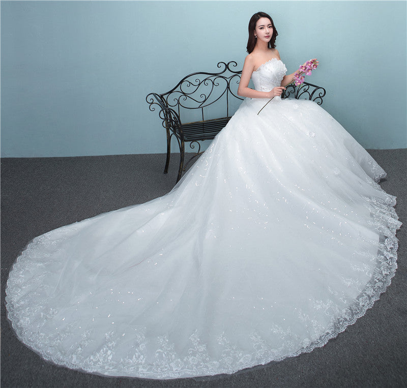 Wedding bride wedding dress new large tail size wedding dress factory wholesale TH52