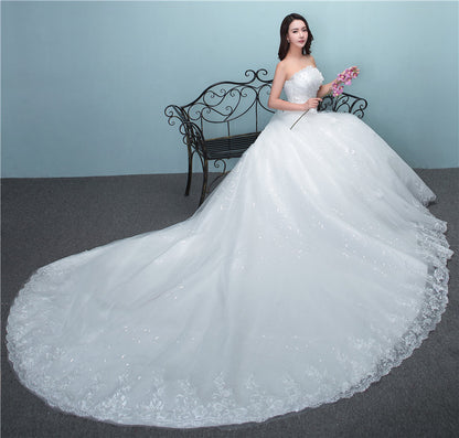 Wedding bride wedding dress new large tail size wedding dress factory wholesale TH52