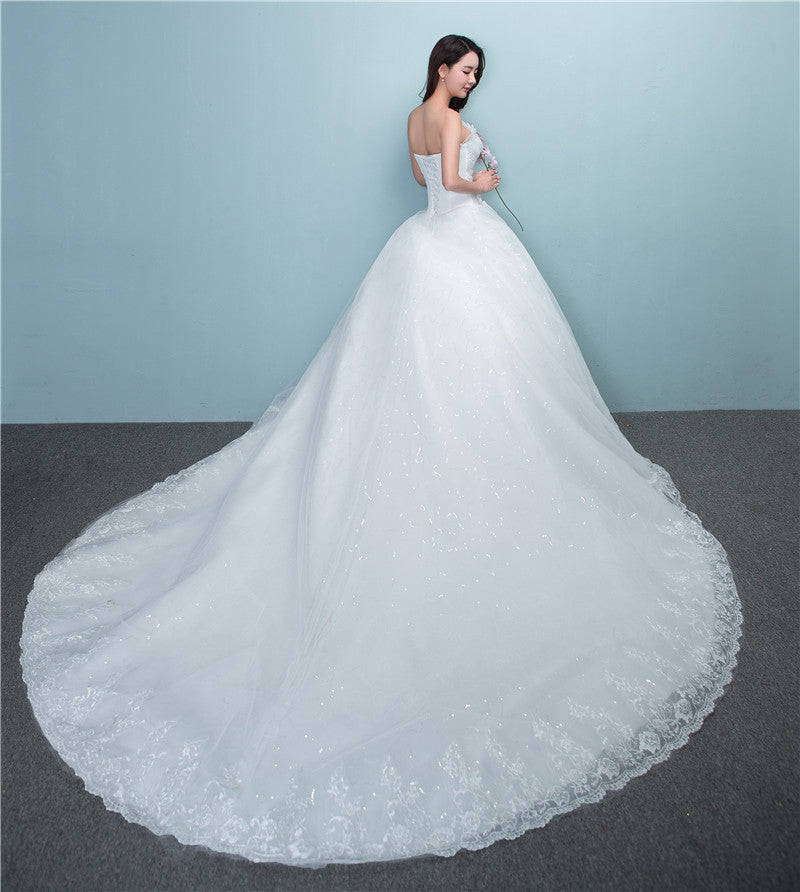 Wedding bride wedding dress new large tail size wedding dress factory wholesale TH52