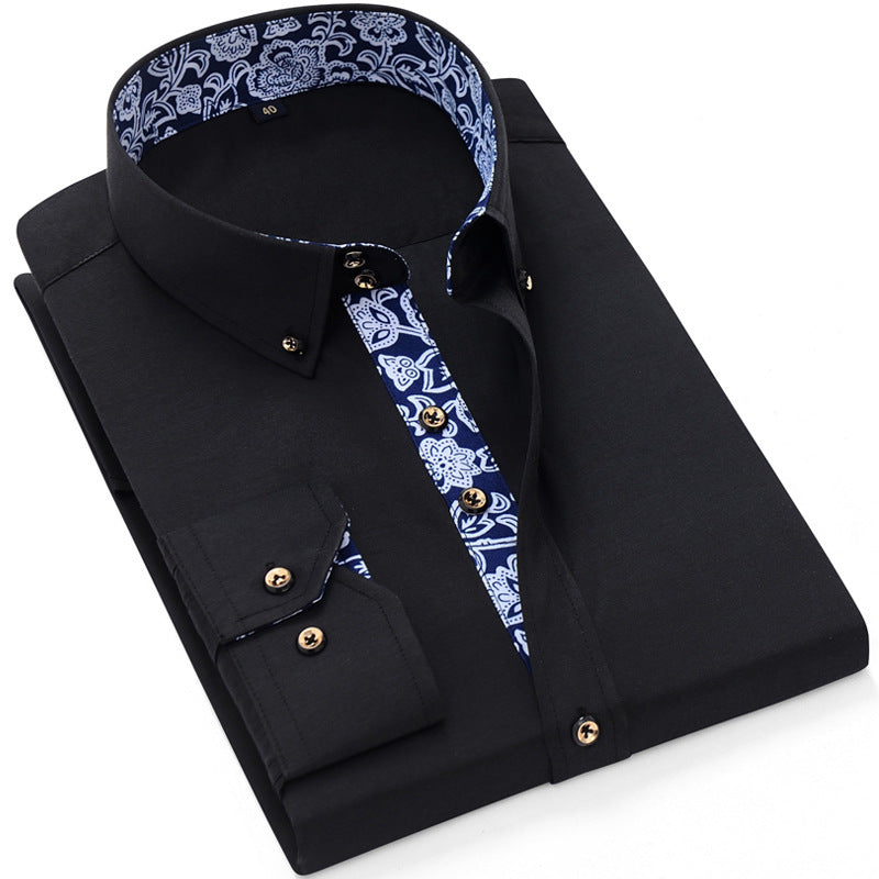 Blue And White Porcelain Collar Business Casual Long Sleeve Shirt Men MANTRA IXE Blue And White Porcelain Collar Business Casual Long Sleeve Shirt Men MANTRA IXE