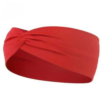 Pure Color And Knotted Hair Band Elastic Wide Hair Band Non-slip Headband, Suitable For Gym Sports Yoga
