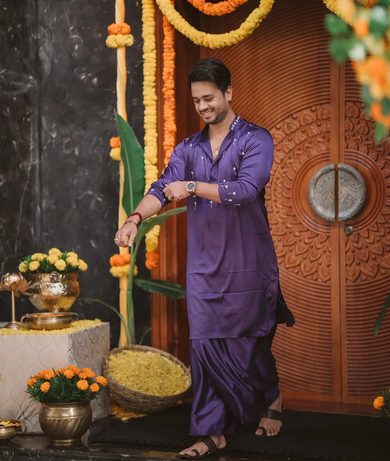 Mantra IXE Royal Purple Traditional Kurta & Mundu Set – Premium Festive Collection
