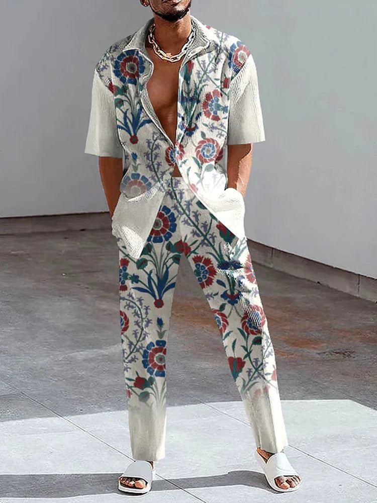 3D Short-sleeved Trousers Shirt Outfit