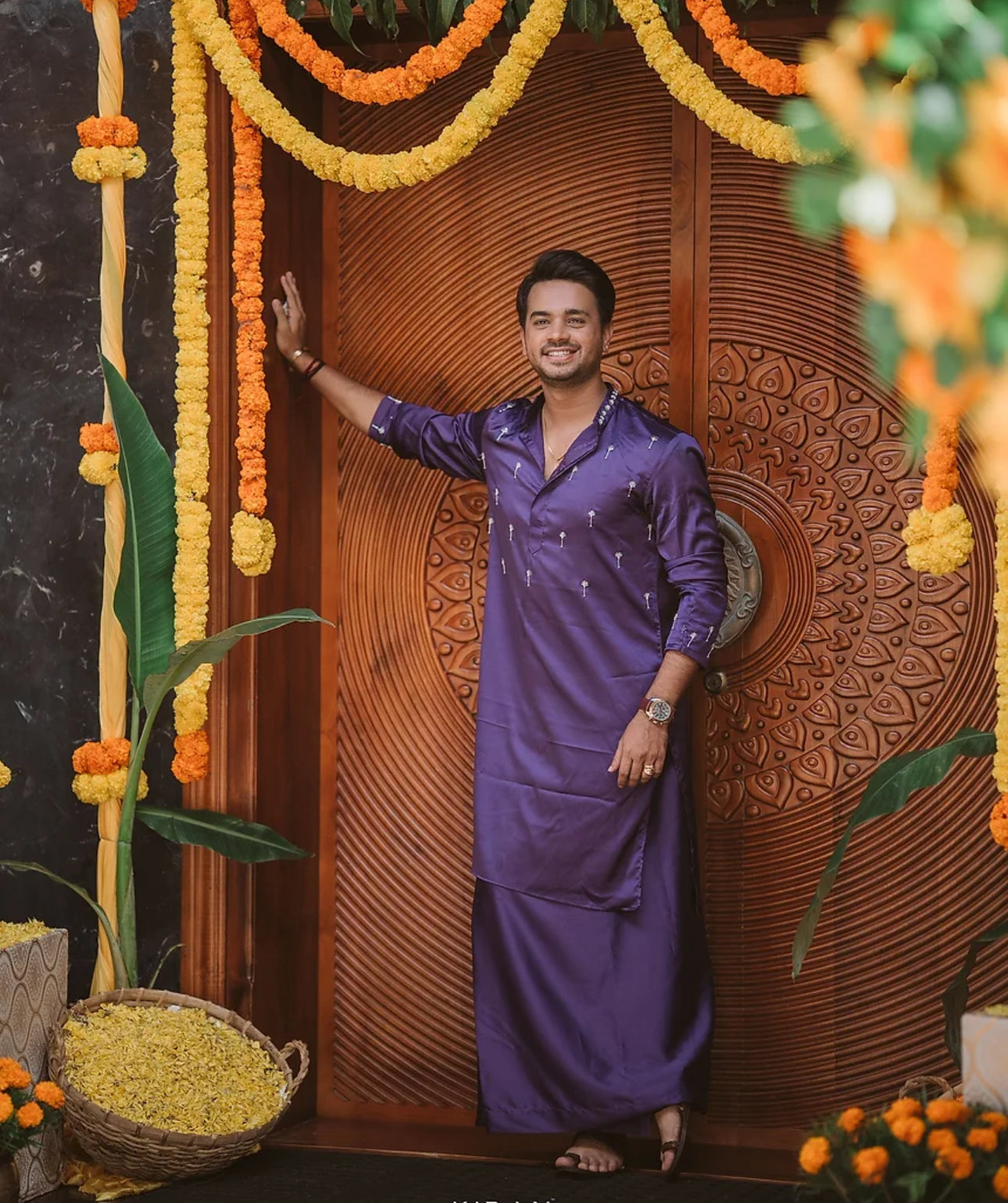 Mantra IXE Royal Purple Traditional Kurta & Mundu Set – Premium Festive Collection