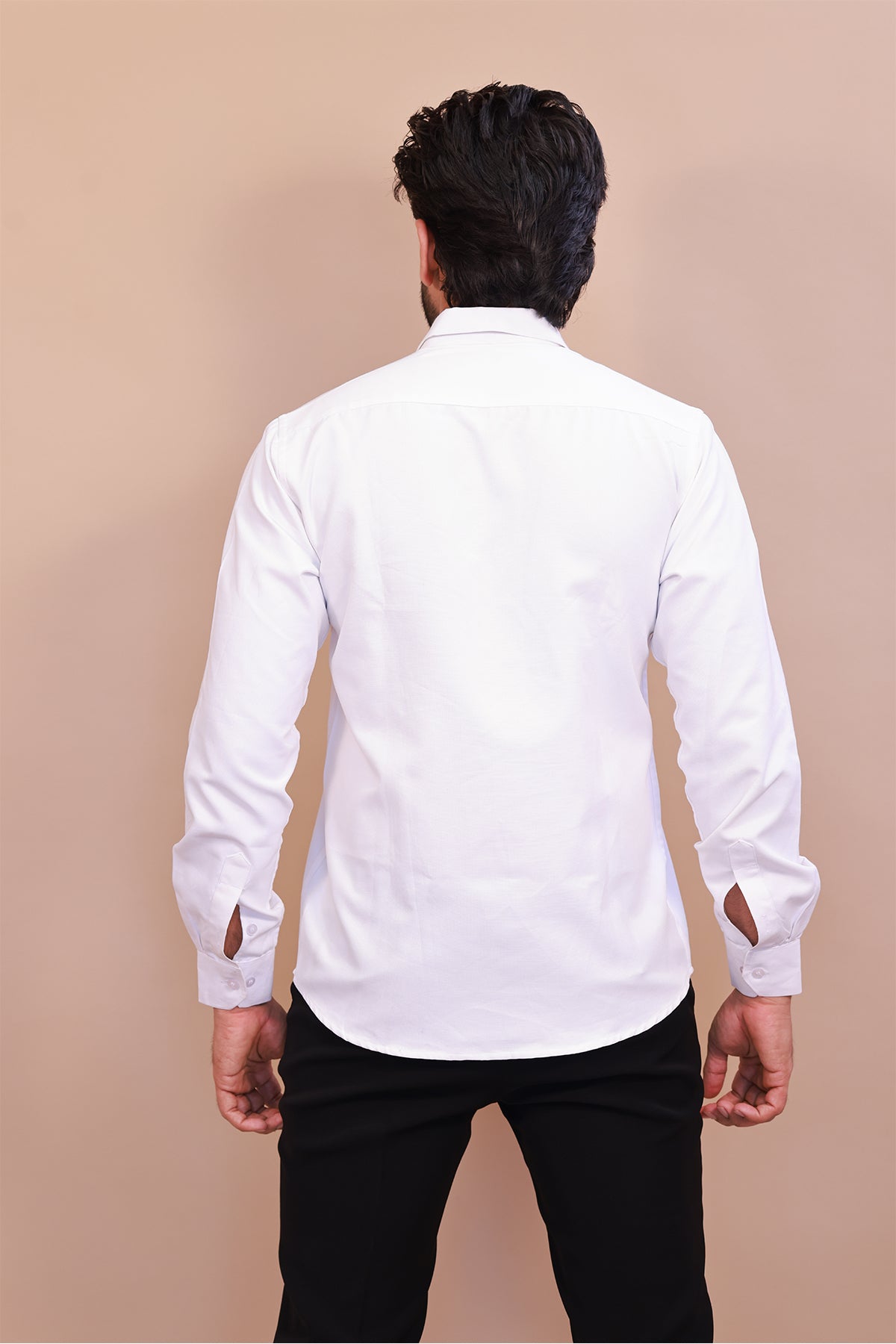 White Shirt with Intricate White Eagle Embroidery – Classic Embroidered Shirt for Men