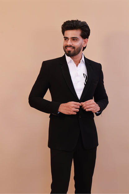 Classic Black Slim-Fit Blazer Suit for Men