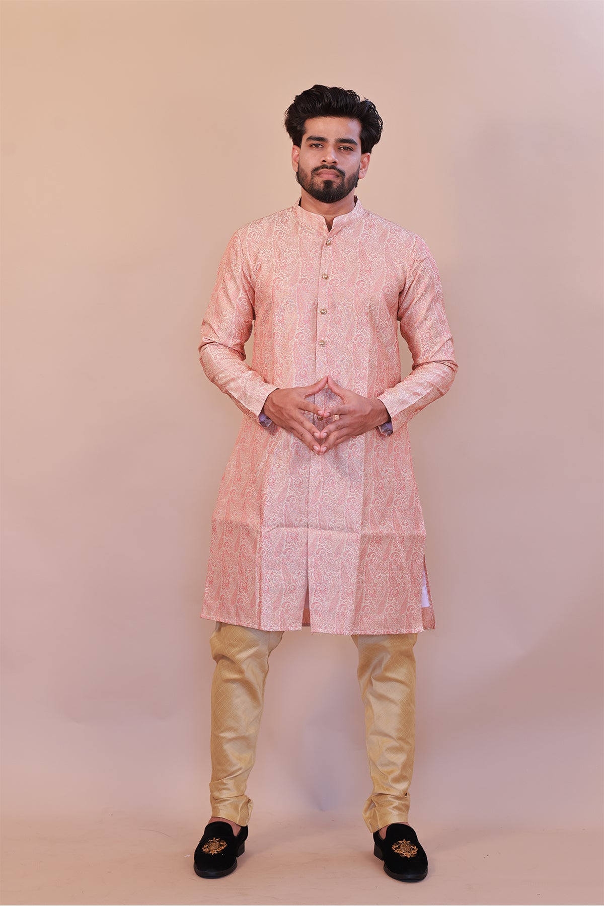Stylish Cream-Red Indo-Western Sherwani