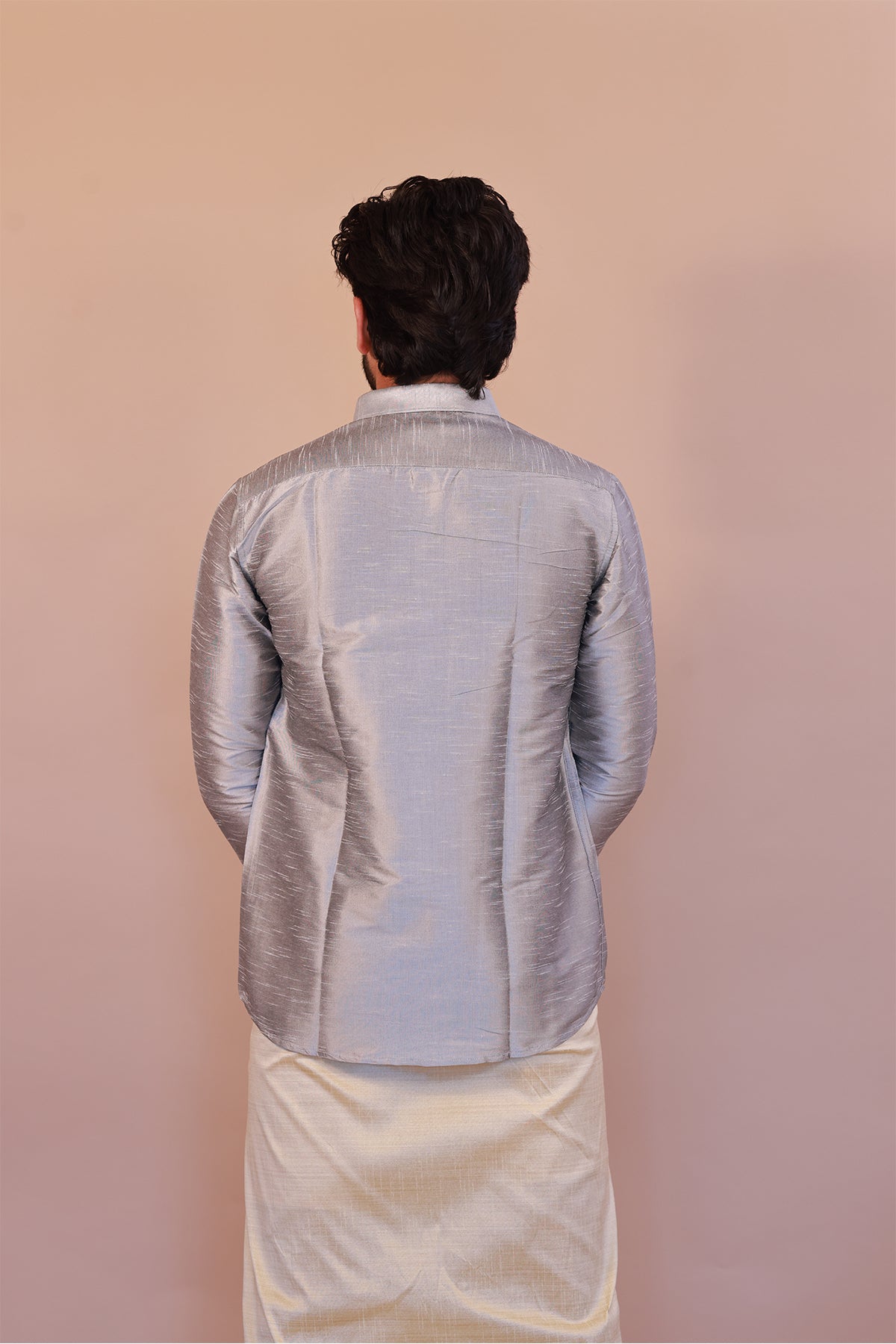 Men's Grey  Dupion Silk Shirt - Full Sleeve Premium Designer Attire