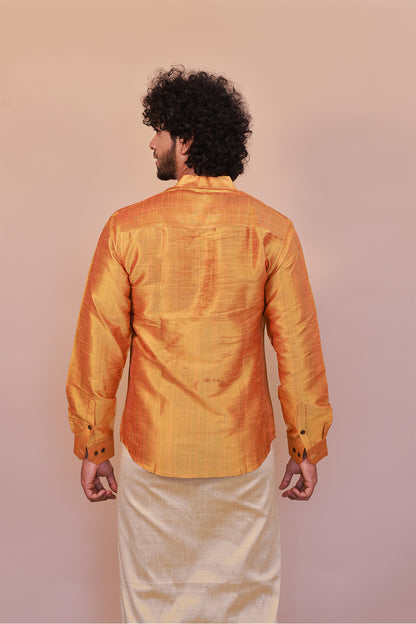 Men's Yellow Short Kurta - Full Sleeve Ethnic Wear for Festive & Casual Occasions