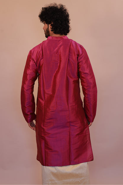 Men's Purple Silk Kurta - Full Sleeve Traditional Ethnic Wear for Weddings & Festivals