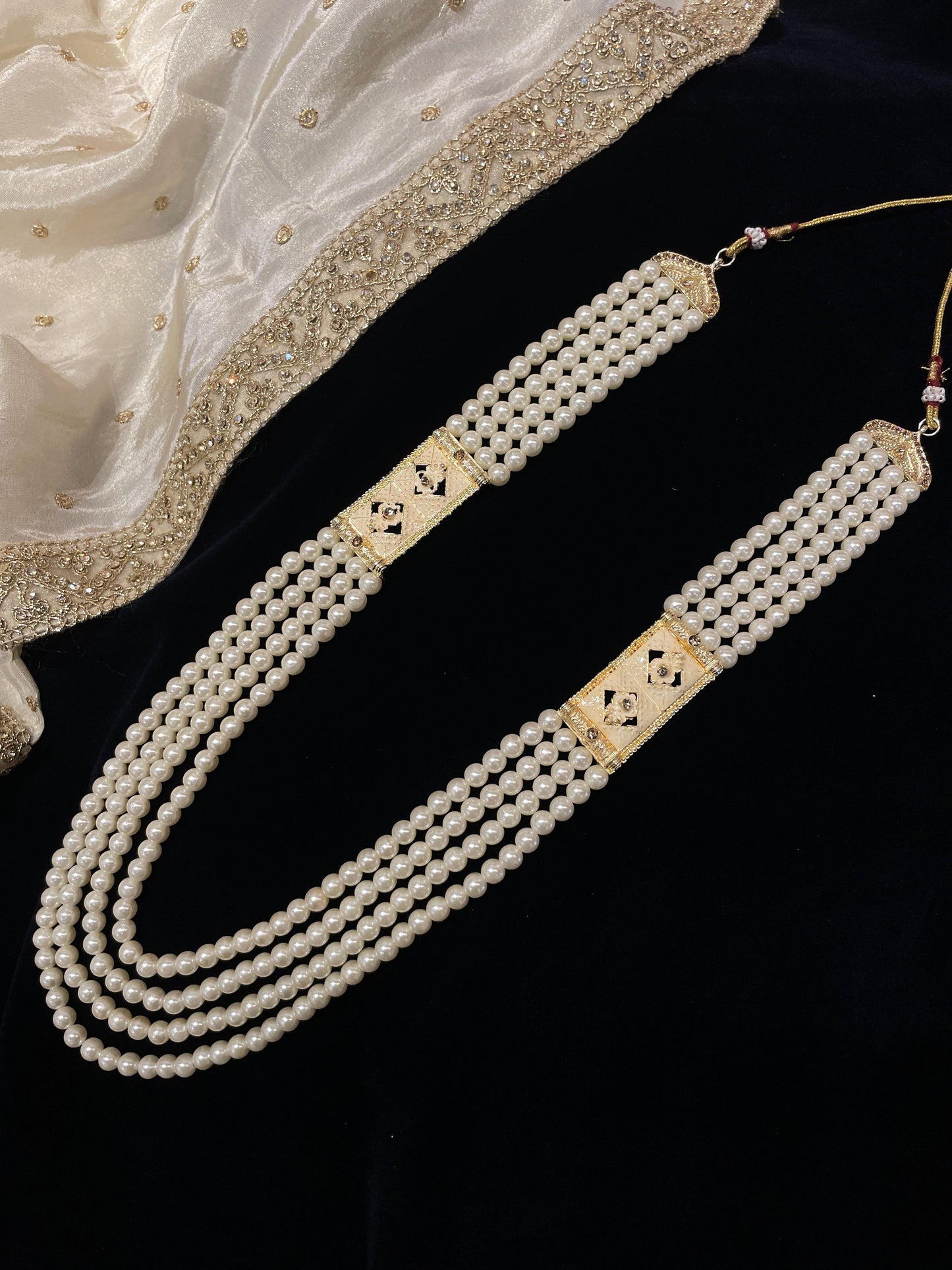 Elegant Multi-Strand White Pearl Mala – Luxury Layered Necklace