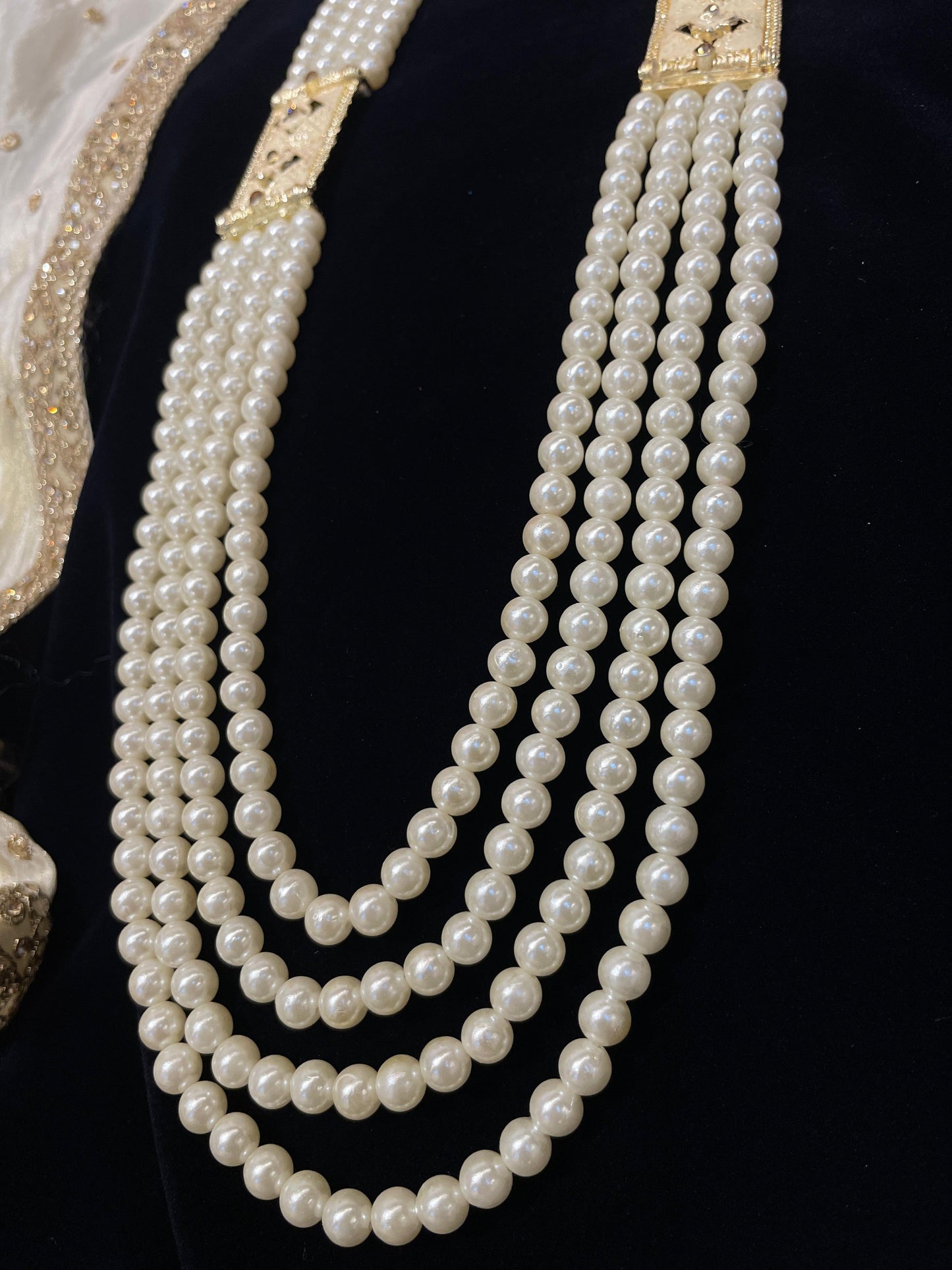 Elegant Multi-Strand White Pearl Mala – Luxury Layered Necklace