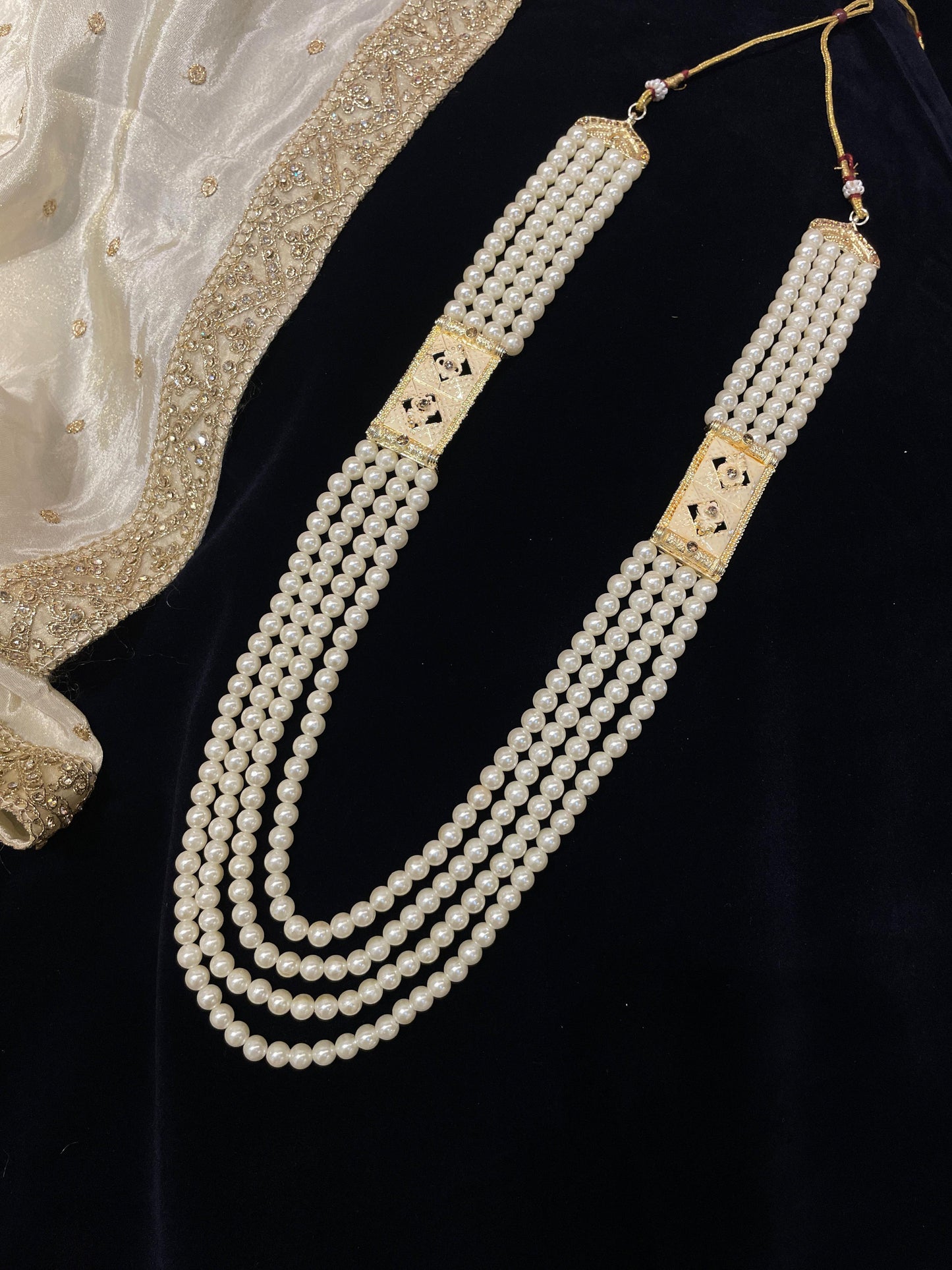 Elegant Multi-Strand White Pearl Mala – Luxury Layered Necklace