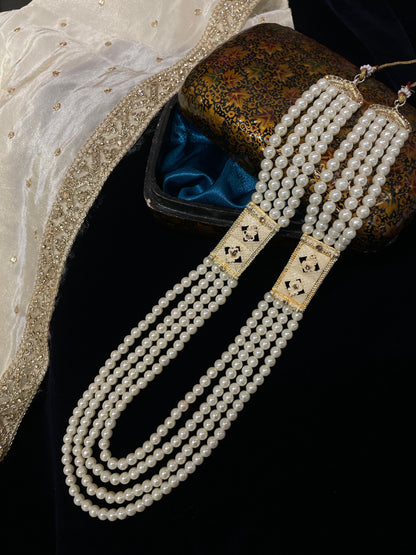 Elegant Multi-Strand White Pearl Mala – Luxury Layered Necklace