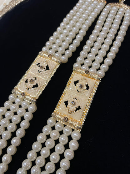 Elegant Multi-Strand White Pearl Mala – Luxury Layered Necklace
