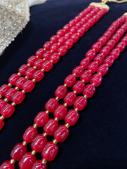 Stunning Red Mala Necklace – Bold Single-Strand Jewelry
