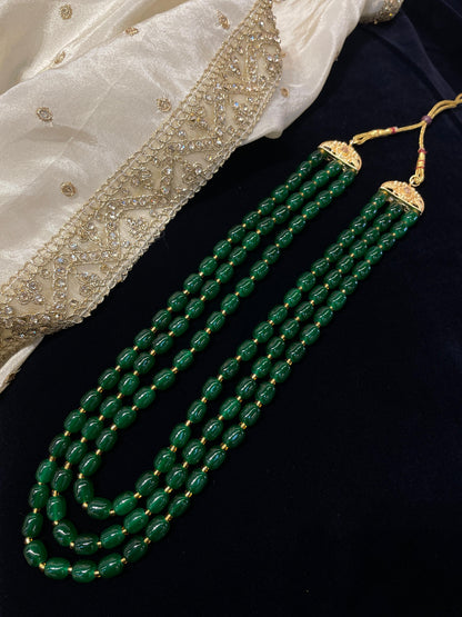 Elegant Green Gemstone Mala Necklace – Natural Stone Beaded Jewelry